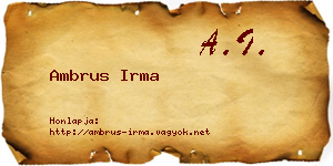 Ambrus Irma névjegykártya